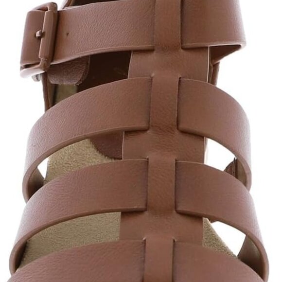 Women's Wedge Sandals Faux Leather 8, Gladiator Style, Espadrille Platform - Picture 5 of 6